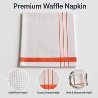 Serviette en tissu gaufré avec rayures orange, serviette de table en nid d'abeille blanche pour hôtel, restaurant, café, taille personnalisée