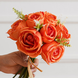 Bouquet de roses artificielles transfrontalières 9 têtes en soie, imperméable, pour décoration de mariage, accessoire de mariée, décoration intérieure - Product Image 4