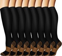 Kaos Kaki Kompresi Serat Tembaga untuk Wanita Pria Setinggi Lutut Bernapas untuk Olahraga Perjalanan Perawat Stoking Logo Kustom Pemasok OEM Pabrik
