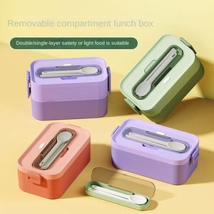 Office Workers and Students High-Quality Appearance <b>Large</b> Capacity Microwaveable Partitioned Plastic Lunch <b>Box</b> With Tableware - Product Image 3