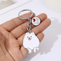 Llavero Decorativo de Coche Americano, Perro Mascota, Colgante de Metal de Pomerania, Pequeño Regalo de Marca Moderna