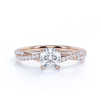 Anillo de Compromiso de Plata de Ley con Baño de Oro Rosa y Moissanita de Corte Ovalado de 3 Quilates, Estilo Vintage para Mujer, con Engaste de Puntas NGGC