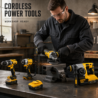Ensemble d'outils électriques sans balais au lithium haute puissance, clé électrique multifonctionnelle, meuleuse d'angle, marteaux, coffret rigide - 1 an OEM