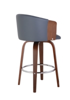 Tabouret de Bar haut de comptoir moderne de luxe nordique réglable contreplaqué de placage de noyer foncé salle à manger en cuir synthétique pivotant à 360 degrés