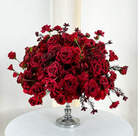 Boule de fleurs artificielles en soie rouge de haute qualité, personnalisable, 30cm-80cm, pour centre de table de mariage, décoration durable