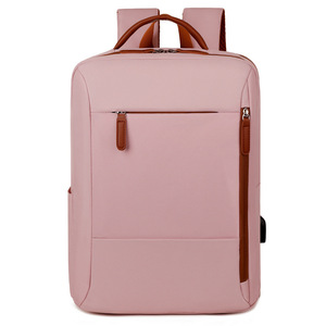 Laptop <b>Backpack</b> <b>Large</b> Capacity Durable Lightweight Unisex Business Travel <b>Backpack</b> Solid Color Black Gray Beige Pink Blue - Product Image 4