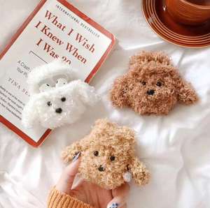 Étui pour <span class=keywords><strong>AirPods</strong></span> Pro en peluche mignonne en forme d'ours et de chien, accessoire de protection tendance et duveteux, vente en gros - Product Image 2
