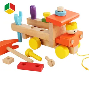 Qs brinquedo de bloco de parafusos, jogo de desmontagem, engenharia, carro, montessori, brinquedo de madeira para criança