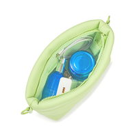 Sac de maquillage en néoprène personnalisé neuf d'usine, matelassé, gonflé, en velours pour trousse de toilette, grande capacité, fermeture éclair