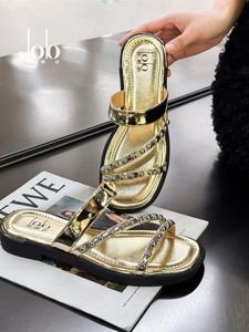 <span class=keywords><strong>Sandali</strong></span> piatti alla moda da donna <span class=keywords><strong>comodi</strong></span> Slip-On in <span class=keywords><strong>argento</strong></span> dorato per la primavera autunno stile Casual alla moda con strass - Product Image 6