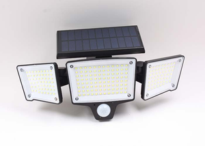 Lampe LED solaire extérieure 10W à trois têtes avec capteur, montage mural, du crépuscule à l'aube, télécommande, pour jardin et patio, HY 10, étanche IP65 - Product Image 5