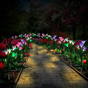 Allabara <b>Solar</b> Garden <b>Lights</b> 4-Pack LED <b>Color</b> <b>Changing</b> Artificial Lily Flowers for Outdoor Patio Landscape Decor - Product Image 5