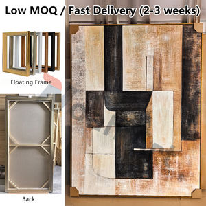 Decorazione camera da letto fatta a mano argilla astratto testurizzato Boho metà secolo pittura Beige nero Wabi Sabi Wall Art - Product Image 5