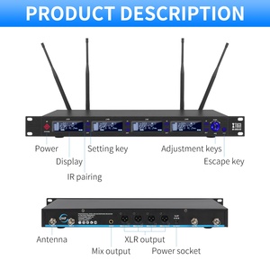 Xtuga Professional 4-Channel Wireless Handheld Microphone with Noise Cancelling &amp; LED Lights True Diversity System for Stage Use - Product Image 5