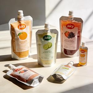 Bolsa con Boquilla para Bebidas Personalizada, Bolsa de Pie para Envasado de Jugos Congelados, Bolsa para Envasado de Jugos de Naranja y Mango - Product Image 1