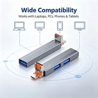 Hub USB 2.0 OEM 3 ports avec couvercle anti-poussière pliable en alliage d'aluminium, lecteur de carte SD, Type-C/USB3.0, Plug & Play pour MacBook et ordinateur portable