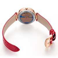 Montre mécanique automatique de luxe pour femme, cristal saphir, cadran élégant à fleurs, accents en cristal, bracelet en cuir, montre-bracelet tendance