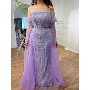 Vestidos de noche morados sin tirantes con mangas extraíbles Serene Hill LA72029 Vestidos de fiesta con cuentas <span class=keywords><strong>para</strong></span> mujeres Rts - Product Image 5