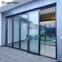 Puerta Plegable de Aluminio con Aislamiento Térmico, Grosor de Pared de 2.5 mm, Apertura Grande, Tamaño Personalizado, Impermeable, para Patio, Balcón o Villa