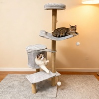 Großhandel Bestseller Luxuriöser Moderner Faltbarer Großer Holz-Kratzbaum Katzenhaus Turm Katzenkondominium