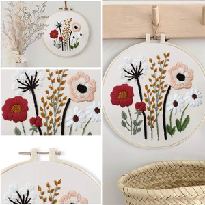 Kit Fácil de Bordado Floral con Aro de Bambú, Kit DIY Hecho a Mano, Punto de Cruz para Principiantes, Costura, Pintura, Decoración del Hogar - Product Image 1