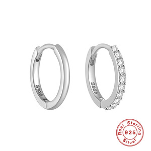 Boucles d'oreilles créoles en argent 925 pour femme, micro-incrustation de zircon, pendentif cercle, vente en gros - Product Image 6