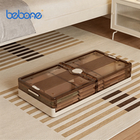 Boîtes de rangement en plastique empilables et pliables avec couvercles, conteneurs de rangement sous le lit avec roulettes pour l'organisation de la chambre