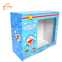Boîte en carton ondulé transparente avec fenêtre, revêtement UV, pelliculage mat, réutilisable, portable, avec logo personnalisé, pour l'emballage et la présentation de poupées, jouets en peluche et cadeaux