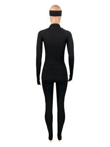 سراويل نسائية خريفية بشعار مخصص للإبهام سروال طويل الخصر مع عصابة رأس بدلة رياضية لليوجا طقم من 3 قطع للنساء - Product Image 6