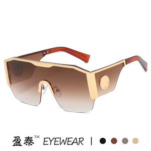 Eyewear Unisex <b>Oversized</b> <b>Sunglasses</b> UV400 PC Lens Plastic Metal Frame Fashion Street Style - Product Image 2