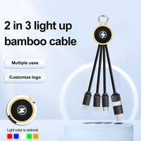 Kabel Data Pengisian Daya 3-in-1 Multifungsi Portabel dengan Lampu LED, Bahan Nylon, Tipe-C USB-C Micro, Hadiah Promosi Logo Anda