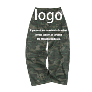 Pantaloni <span class=keywords><strong>Cargo</strong></span> Larghi Unisex Stile Street Vintage con Rivetti a Teschio e Stampa Camouflage - Casual, all'Ingrosso - Product Image 2