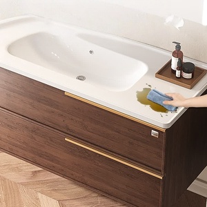 Intelligent Modern Bathroom <b>Vanity</b> Unit Ceramic Basin MDF Melamine Board Construction Lacquer Finish Wall-Mounted LED <b>Mirror</b> - Product Image 3