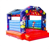 Structure gonflable commerciale écologique en PVC à toit rond de 3m x 3m avec toboggan pour fêtes d'enfants en extérieur