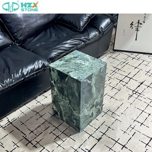 HZX, venta al por mayor, losas de mármol verde Alpes Premium para sala de estar de lujo, mesa lateral de zócalo de café de extremo moderno personalizado - Product Image 1