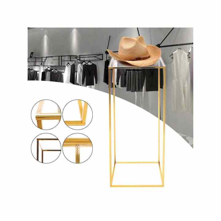 Gold Metal Floor Stand 11*11*31in Flower Column for Wedding Party Dinner Bamboo Raw Material Flower Arrangement Display Stand
