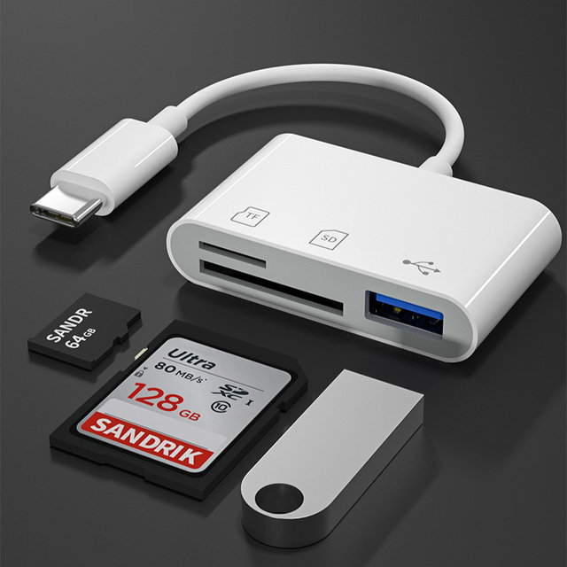 Compatible with and Mobile Phones OTG Card Reader Three-in-one to USB3.0 Adapter SD/TF Cable