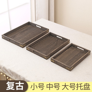 Japanese Style Wooden Serving <b>Tray</b> Solid Wood Charcoal Roasted Paulownia Hotel Use <b>Large</b> Medium Small - Product Image 4