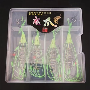 6 crochets Explosion leurre de pêche appât piège mangeoire <span class=keywords><strong>Cage</strong></span> avec ressorts en acier inoxydable outil de pêche et accessoire - Product Image 4