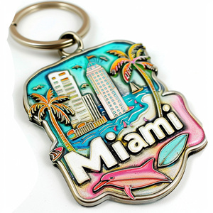 Bán Buôn Cá Nhân Thiết Kế Mới Miami Bãi Biển Và Xây Dựng Thành Phố Quà Lưu Niệm Keychain Khắc Móc Chìa Khóa Nhựa Tùy Chỉnh Keychain - Product Image 2