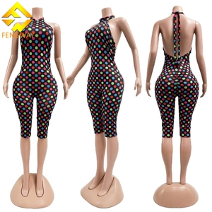 Abbigliamento Estivo da <span class=keywords><strong>Donna</strong></span>, <span class=keywords><strong>Tuta</strong></span> <span class=keywords><strong>Aderente</strong></span> con Stampa a Pois, Stile Y2K Sexy, Senza Maniche, con Schiena Scoperta e Lacci - Product Image 3