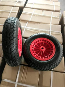 Nouvelle <span class=keywords><strong>roue</strong></span> pneumatique de remplacement en caoutchouc de 14 pouces 3.50-8 pour <span class=keywords><strong>chariot</strong></span> à outils, <span class=keywords><strong>chariot</strong></span> à main, <span class=keywords><strong>chariot</strong></span> à roulettes, brouette avec jantes en plastique - Product Image 2