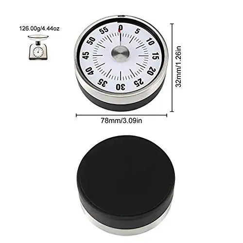 Stainless Steel Visual Mechanical Kitchen 60-Minutes Cooking Timer With Loud Alarm Magnetic Clock Timer