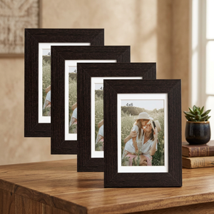 Wood Modern Foldable Photo <b>Frame</b> 4x6 Inch Rectangular Vertical <b>Wall</b> Mount Durable <b>Design</b> Set of Four - Product Image 3