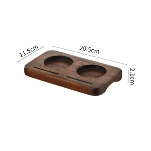 Plateau de dégustation et de présentation en bois de noyer personnalisé pour 2 ou 3 tasses de café, boissons ou thé, avec fente pour carte - Product Image 6