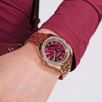 Montre à quartz de luxe pour femmes, boîtier polygonal, lunette en cristal, cadran en nacre avec chiffres romains, bracelet en acier inoxydable