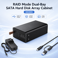 Caja Externa para Disco Duro de 3.5'' con Doble Bahía, SATA, RAID, USB 3.0 Tipo-C a SATA III, RAID 0/1/JBOD/SPAN, JMS561, Aluminio