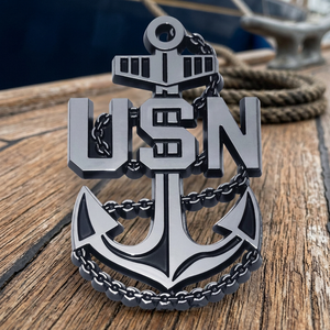 Emblema de Ancla Cromado de la Marina de los Estados Unidos con Licencia Oficial de Hanwell, Logotipo de Lujo para Carrocería de Automóvil, Tamaño Personalizable, Material Metálico, Adhesivo 3M - Product Image 3