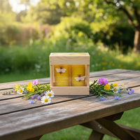Bougies en cire d'abeille prêtes à offrir avec couvercles en bois et parfums naturels, emballage en vrac personnalisable