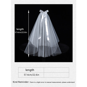 Court papillon arc ruban ceinture voile avec pince à <span class=keywords><strong>cheveux</strong></span> style simple <span class=keywords><strong>mariage</strong></span> voile mariée accessoires casque - Product Image 6